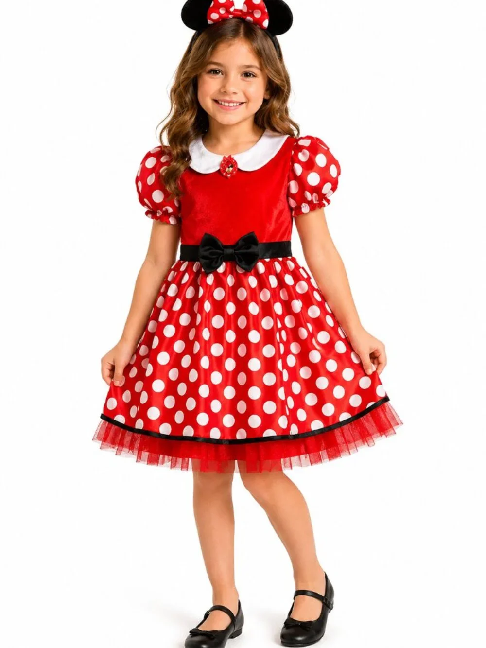 Disney Minnie Mouse Costume Dress Girls 8/10 Red Polka Dot Halloween Party